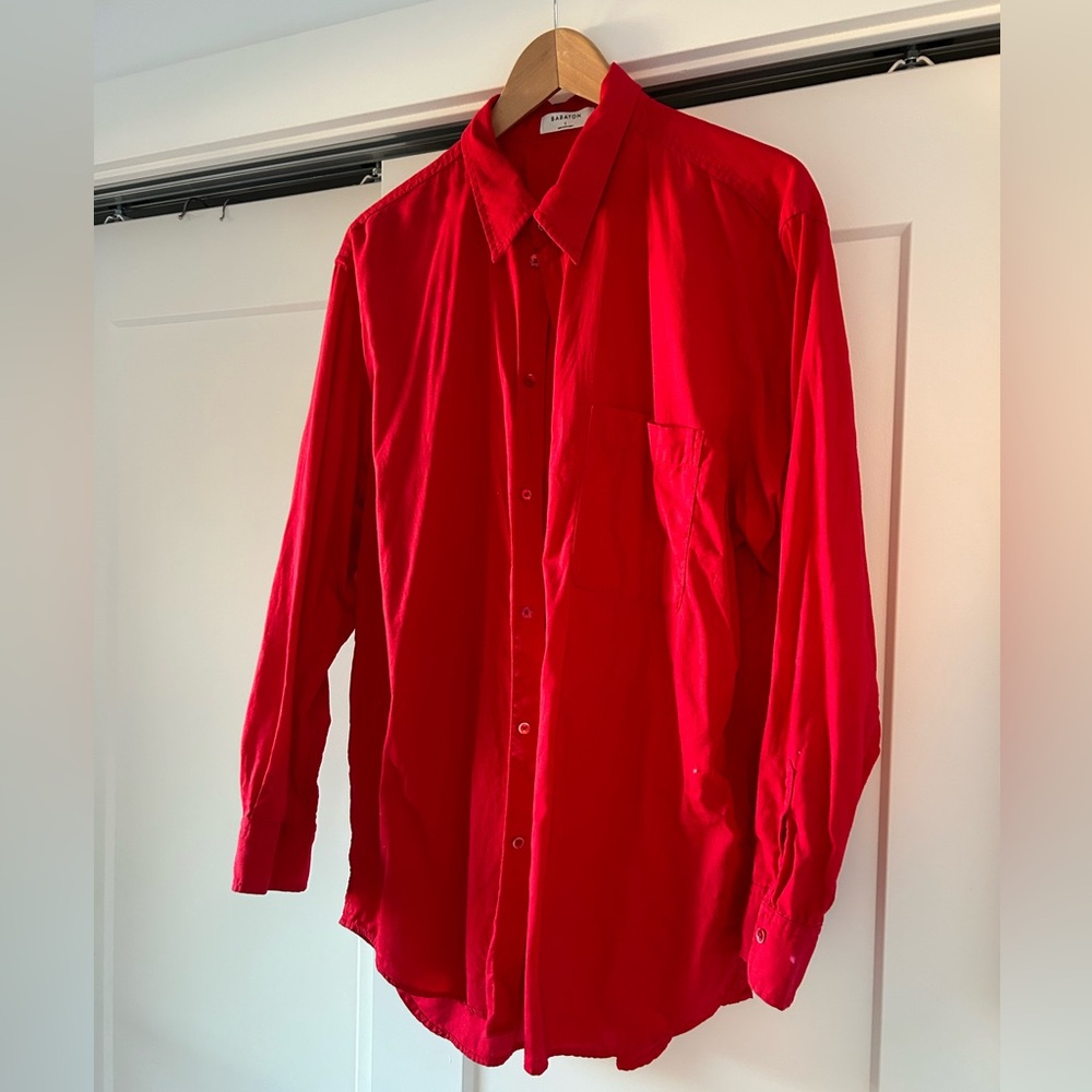 Aritzia Babaton Red Linen Blouse - Lilloet